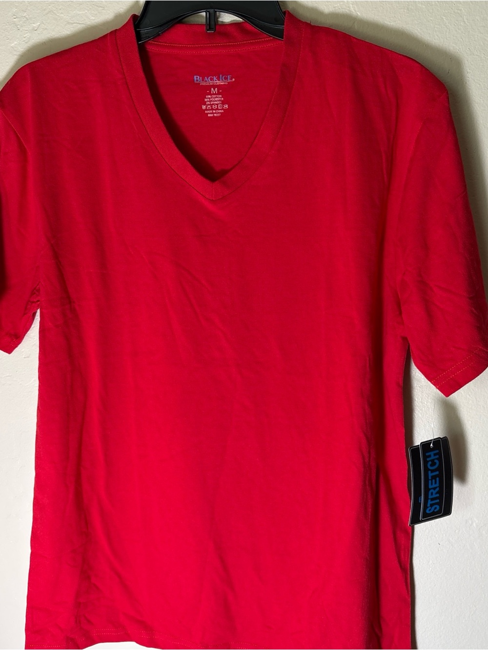 Men’s Red V-Neck Stretch T-Shirt